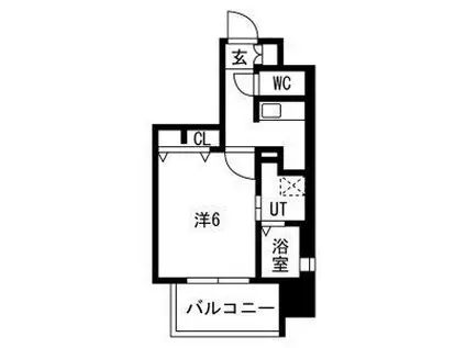 サムティ南堀江LUCE(1K/2階)の間取り写真