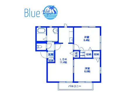 メゾンディライト(2LDK/1階)の間取り写真