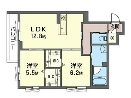 クレシア(2LDK/1階)の間取り写真