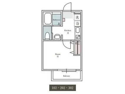 OP-TION GION(1K/3階)の間取り写真