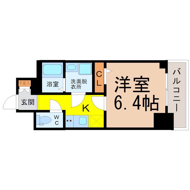 エスリード名古屋STATION ウエスト(1K/6階)の間取り写真