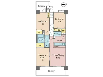 日神パレステージ三鷹II(3LDK/4階)の間取り写真