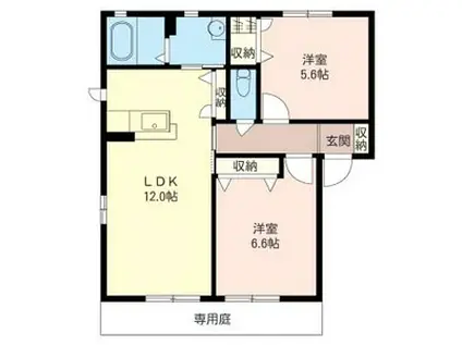 グランシード川越(2LDK/1階)の間取り写真