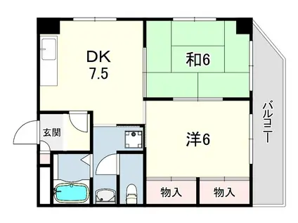 ミクロハイム(2DK/3階)の間取り写真