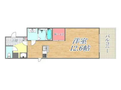 ルミネ甲東園(ワンルーム/2階)の間取り写真