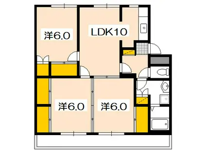 ヴィラナリー大竹 F-2(3LDK/4階)の間取り写真