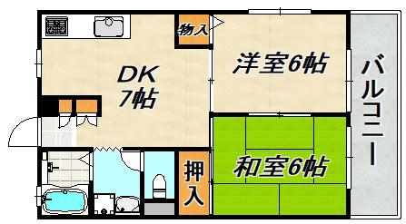 ハイツRISA(2DK/2階)の間取り写真