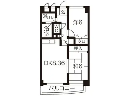 NL40°(2DK/2階)の間取り写真