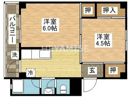 ビレッジハウス末石1号棟(2K/2階)の間取り写真