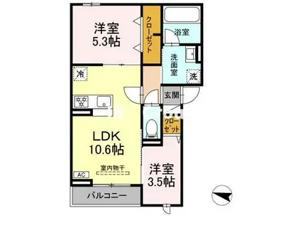 グランメール(2LDK/1階)の間取り写真