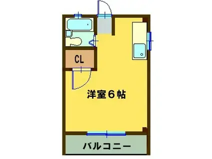 八代ハイツ(ワンルーム/2階)の間取り写真