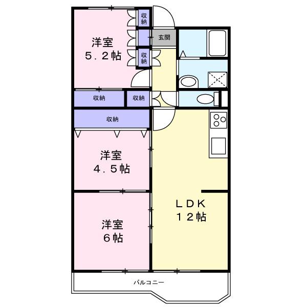 サニーハイツ堺 4号棟(3LDK/2階)の間取り写真