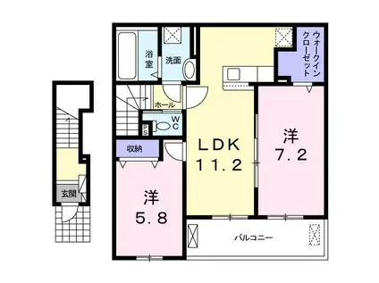 ラ・プランタン(2LDK/2階)の間取り写真