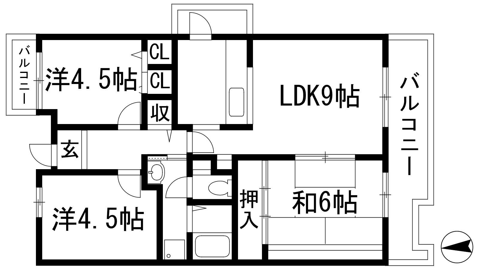 アルビス寺本10号棟(3LDK/4階)の間取り写真