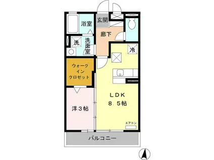 メゾンフォンテーヌ(1LDK/3階)の間取り写真