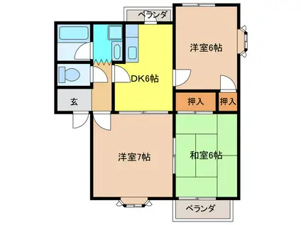 ヴィラパーク(3DK/2階)の間取り写真