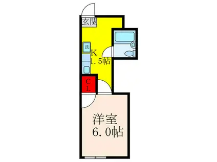 ディヴァージョン久宝寺(1K/3階)の間取り写真