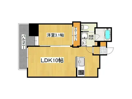 アルシオネ荒田(1LDK/4階)の間取り写真
