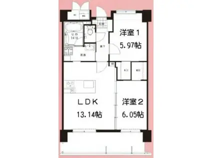 ニューガイアサンコーポフジシン(2LDK/5階)の間取り写真