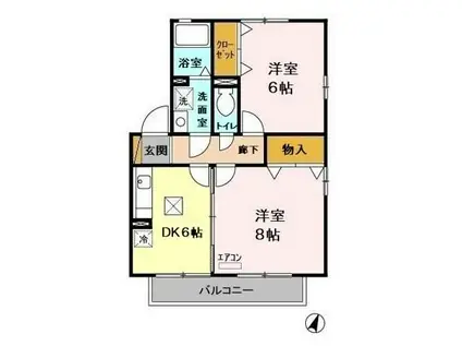 イーストプラザ(2DK/1階)の間取り写真