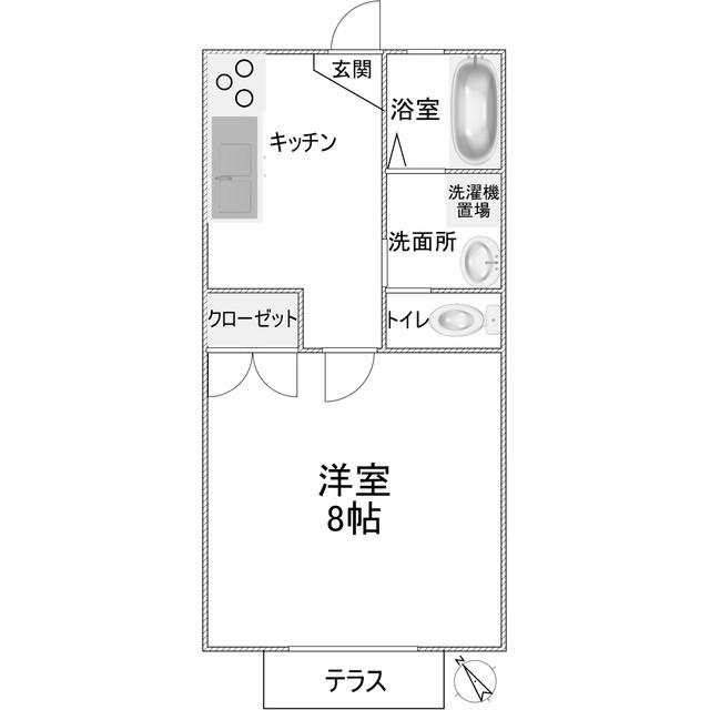 ドミールFUKAGAWAI(1K/1階)の間取り写真