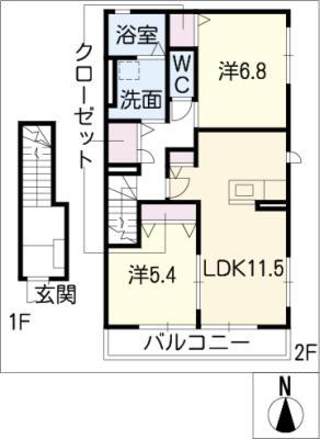 桜梅桃李(2LDK/2階)の間取り写真
