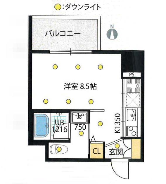 イノセント堂山(ワンルーム/2階)の間取り写真