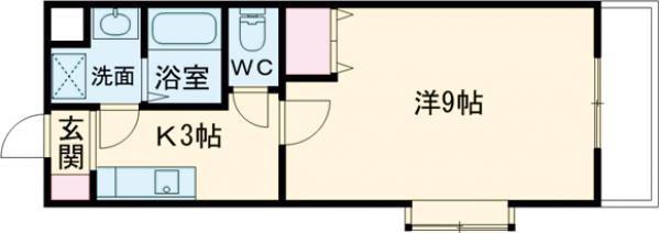 ハミング愛野(1K/1階)の間取り写真