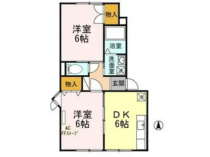 メイユールクラルテA(2DK/1階)の間取り写真