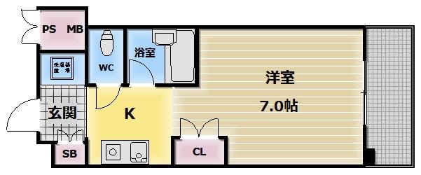フォレストコート長瀬(ワンルーム/3階)の間取り写真