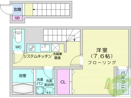 ジュネス米ヶ袋2(1K/2階)の間取り写真