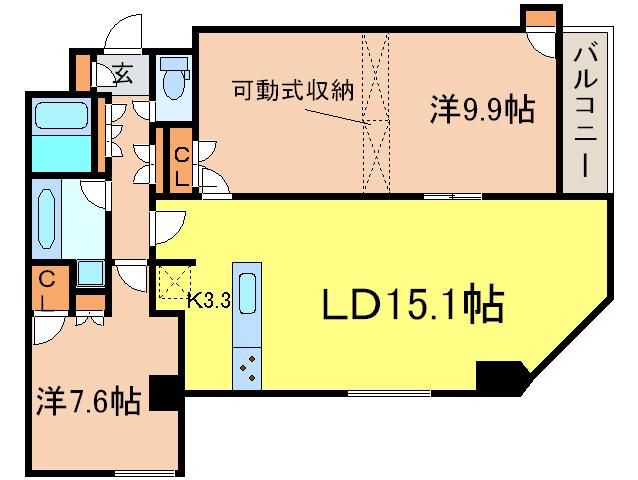 MFPR目黒タワー(2LDK/5階)の間取り写真