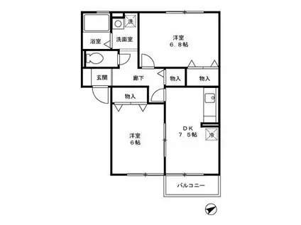 エバンス・ルピナ(2DK/2階)の間取り写真