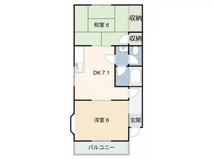 ホームピュアII(2DK/2階)の間取り写真