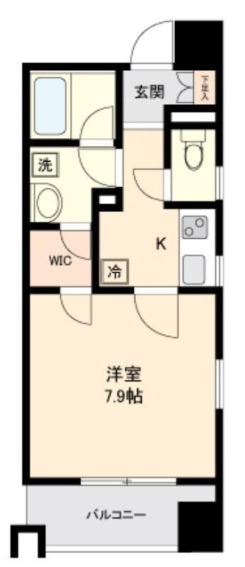 ヴィアーレ北目町(1K/4階)の間取り写真