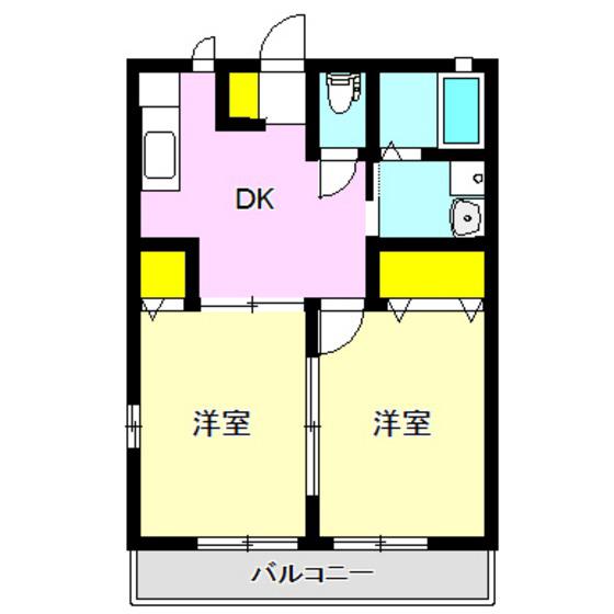 ラグーナ(2DK/1階)の間取り写真