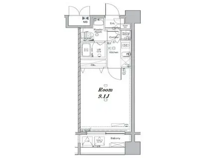 メイクスデザイン東陽町(1K/13階)の間取り写真