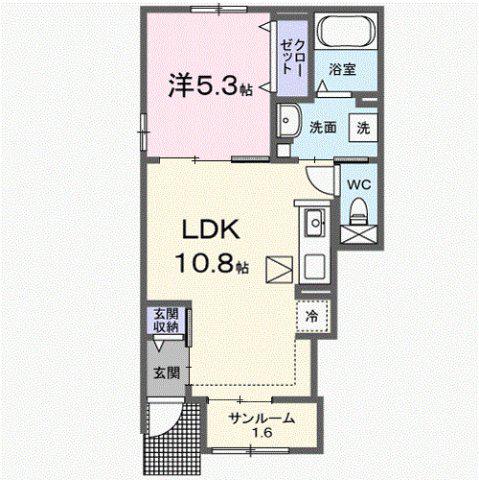 アプファールドII(1LDK/1階)の間取り写真