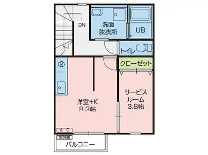 フリーデンIII(1SK/2階)の間取り写真