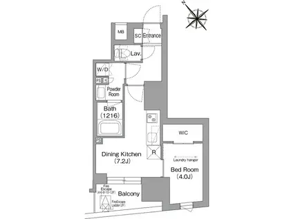 コンフォリア・リヴ東池袋(1DK/2階)の間取り写真