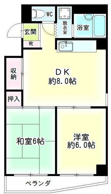 木曽屋第三ビル(2DK/4階)の間取り写真