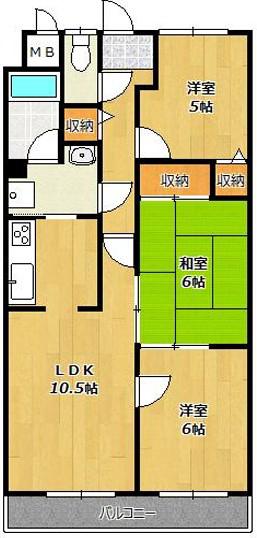 ラフェスタ大塩(3LDK/3階)の間取り写真