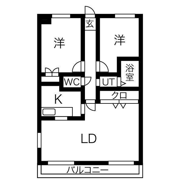 サライブビル(2LDK/4階)の間取り写真
