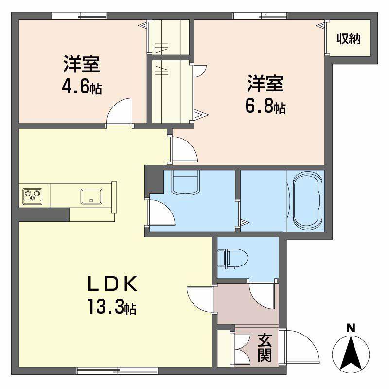 メゾンクレール A棟(2LDK/1階)の間取り写真