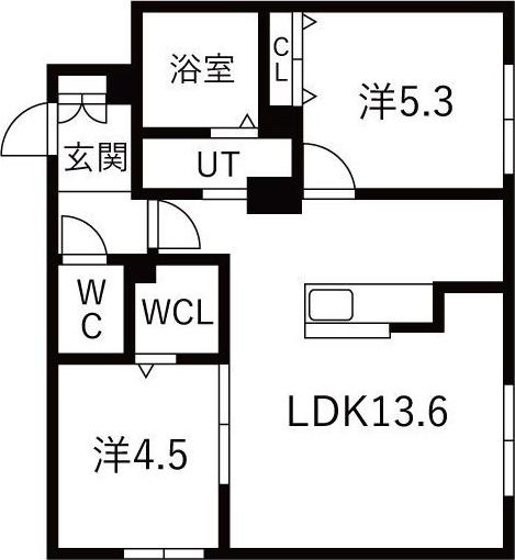 LUXIA NANGO(2LDK/1階)の間取り写真