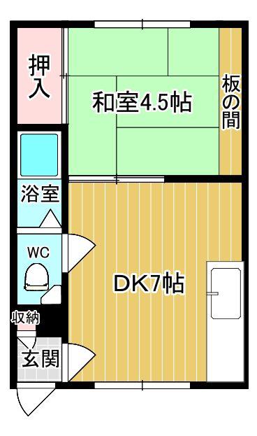 サンシャインハイツ(1DK/1階)の間取り写真