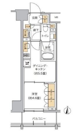 リビオメゾン東池袋(1DK/2階)の間取り写真