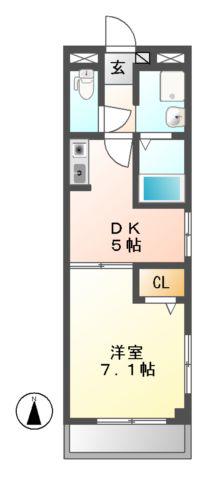セントラルハイツ可児(1DK/4階)の間取り写真