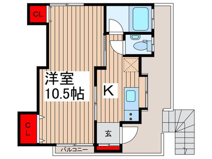 JR総武線 本八幡駅 徒歩5分 2階建 築43年(1K/2階)の間取り写真