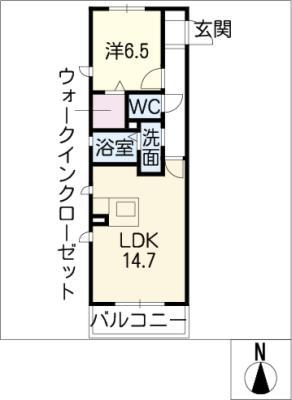 エムズコートB棟(1LDK/2階)の間取り写真